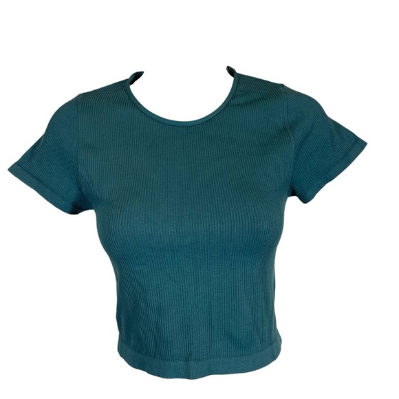 Out from under Urban outfitters green ribbed cropped baby tee womens M/L - Picture 2 of 6